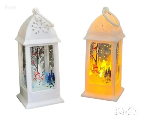 Коледен фенер с топла LED светлина, снимка 3 - Декорация за дома - 47912085