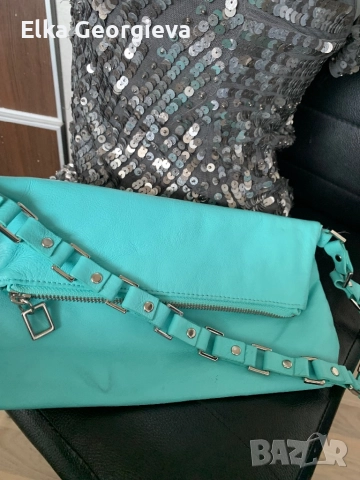 Оригинална дамска тюркоазена чантичка