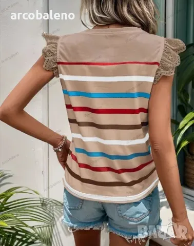 Дамски модни ежедневни раирани тениски, 5цвята , снимка 7 - Тениски - 49565515