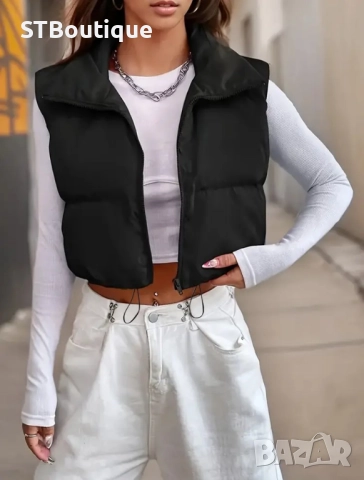 🧥 Дамски ежедневен зимен, къс Елек – STBoutique 🧥, снимка 4 - Елеци - 52331935