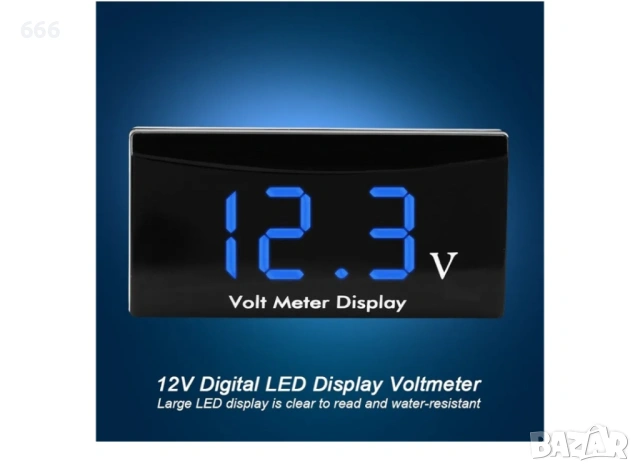 12V LED цифров волтметър за автомобили и мотоциклети, снимка 4 - Аксесоари и консумативи - 53575922