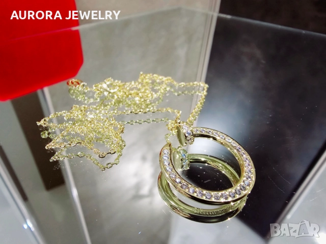 CARTIER Nail Juste un Clou Gold Paved Diamonds Дамско Колие Пирон, снимка 4 - Колиета, медальони, синджири - 52916829