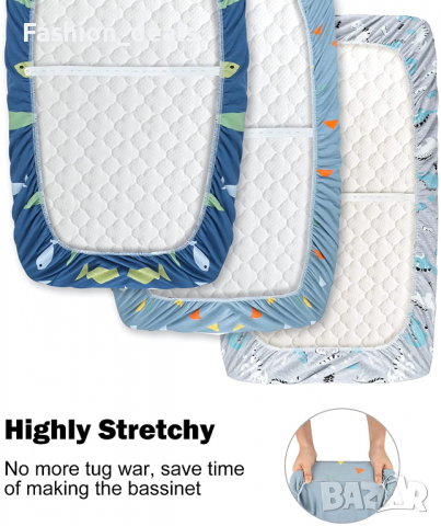 Нов Универсален комплект чаршафи за люлка бебе овален правоъгълен матрак, снимка 7 - Спално бельо и завивки - 36197059