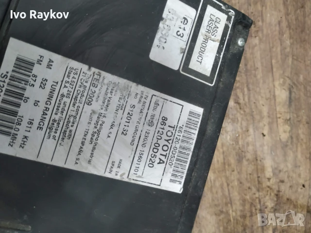 RADIO STEREO CD PLAYER 861200D520 , 86120-0D520 , TOYOTA YARIS 2010 MK2 , снимка 4 - Части - 51186089