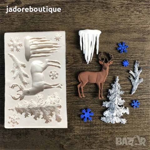 Силиконов молд елен, елха, ледена висулка, снимка 4 - Форми - 42291953
