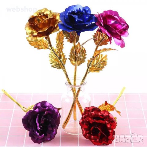 Вечна роза със златно покритие 24k Golden Rose, снимка 6 - Подаръци за жени - 41205089