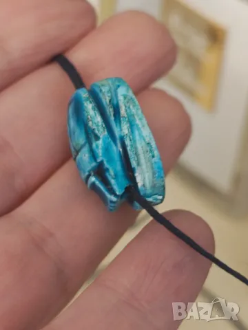 Колие ръчна изработка тюркоаз скарабей  разпродажба , снимка 5 - Колиета, медальони, синджири - 44658834
