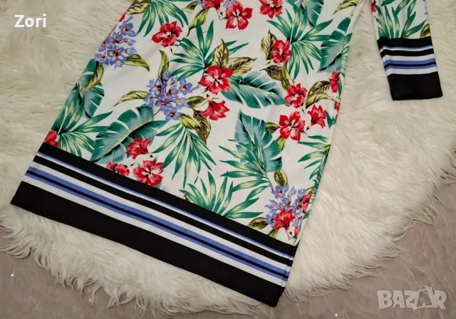 КРАСИВА рокля с флорален принт и 7/8 дължина на ръкава, снимка 2 - Рокли - 49713593