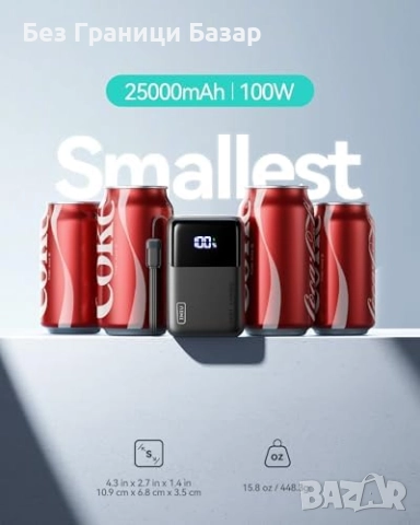 Нова INIU Мини Външна Батерия 100W 25000mAh за MacBook iPhone Samsung, снимка 3 - Външни батерии - 51577653