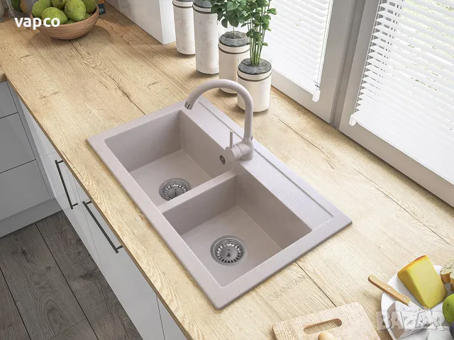 Гранитна мивка с 2 корита Granitan Duet 75см, снимка 8 - Мивки - 47597823