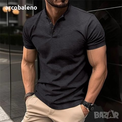 Мъжка тениска Henley Neck с копчета и яка, 5цвята , снимка 5 - Тениски - 41698089