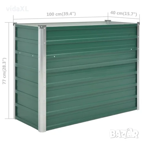 vidaXL Градинска висока леха поцинкована стомана 100x40x77 см зелена, снимка 8 - Саксии и кашпи - 56147619