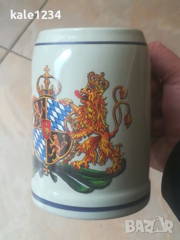 Немска халба за бира. Бавария. HUBER. Чаша. Герб. Germany. Голяма халба керамика. , снимка 3 - Колекции - 40668128