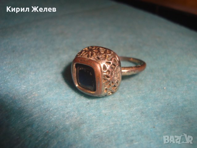 СТАРИНЕН МЕДЕН ПОЗЛАТЕН СКЪПОЦЕНЕН ПРЪСТЕН ЮВЕЛИРНА МАЙСТОРСКА ИЗРАБОТКА с ЧЕРЕН ОНИКС УНИКАТ 26803, снимка 16 - Антикварни и старинни предмети - 34831040