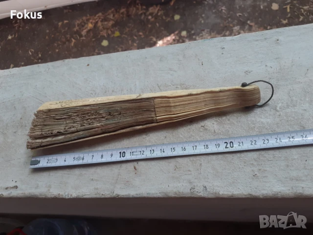 Антикварно дамско ветрило от кост и коприна 19 век, снимка 7 - Антикварни и старинни предмети - 51132115