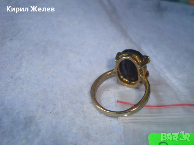 ЗЛАТИСТ СКЪПОЦЕНЕН с ИНКРУСТИРАНИ ЦИРКОНИ и ГОЛЯМ ФАСЕТИРАН ЧЕРЕН ОНИКС АРТ ПРЪСТЕН 3333, снимка 7 - Антикварни и старинни предмети - 36422343