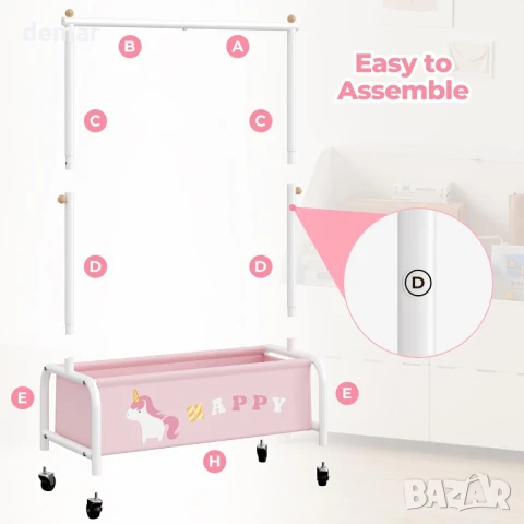 Закачалка за дрехи за бебе GRANNY SAYS с колелца, розова, снимка 5 - Други - 51213309