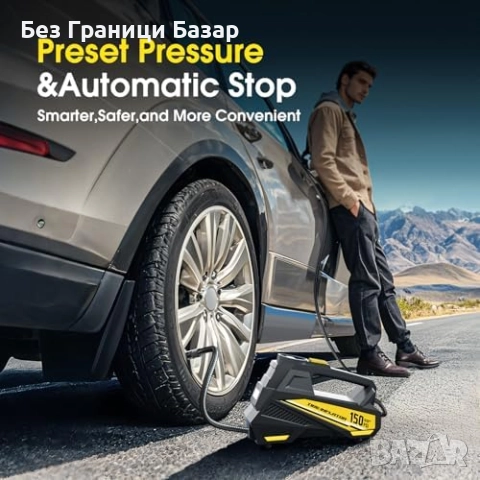 Нова помпа Автомобилен компресор 150 PSI 12V с LCD и LED светлина кола, снимка 6 - Друга електроника - 51917105