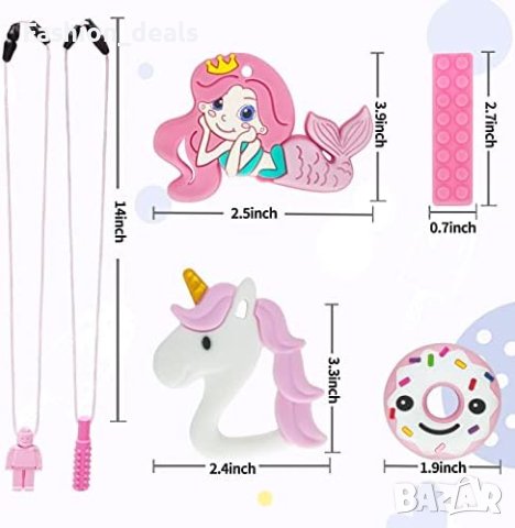 Нови Висулки безопасни за дъвчене 6 броя силикон момичета играчки Гризалки, снимка 2 - Други - 42165858