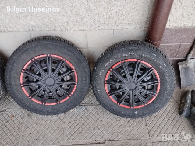 Гуми и джанти със тасове балансирани всичко е гот 185/70/14 CONTINENTAL PREMIUM Contact5 г Като нови, снимка 6 - Гуми и джанти - 39639194
