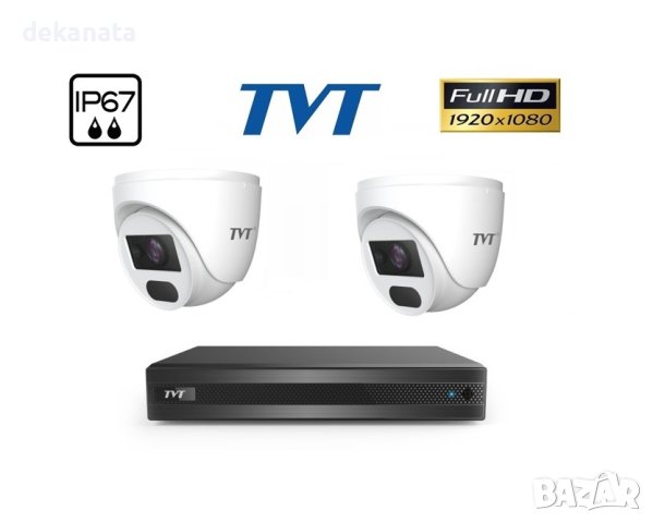TVT FULL-HD Комплект за Видеонаблюдение с 2 куполни камери