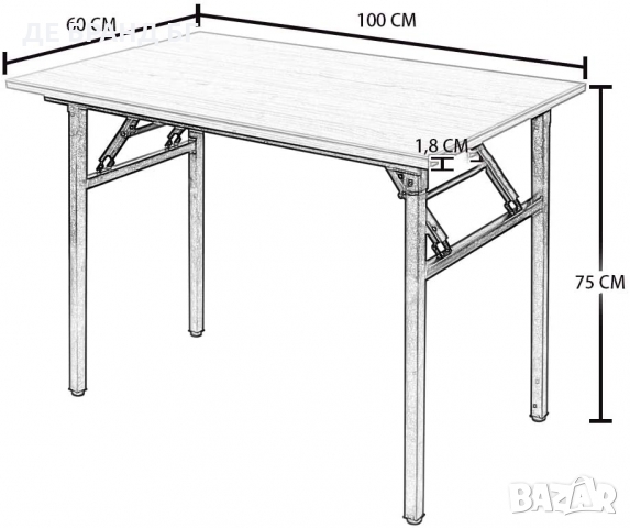 ПРОМОЦИЯ Правоъгълна сгъваема маса AC5LB-100-UK, снимка 2 - Бюра - 35862767