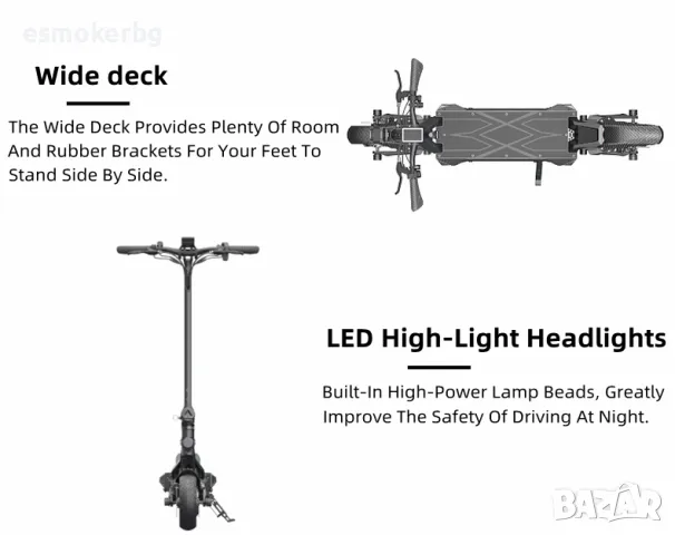 Електрическа тротинетка скутер 72V 2*1500W с два мотора, снимка 10 - Скейтборд, ховърборд, уейвборд - 50096122