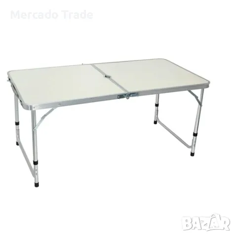 Маса за Къмпинг + 4 броя Столове, Сив-Бял, снимка 2 - Маси - 49660759
