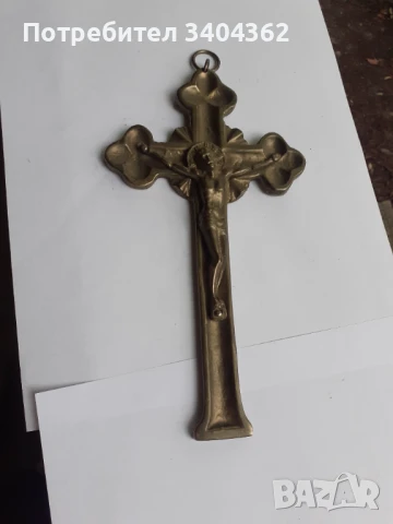 Стар голям бронзов кръст разпятие религия, снимка 2 - Антикварни и старинни предмети - 50840975