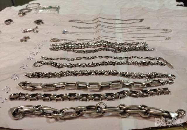 Сребърни бижута-гривни, колиета, обеци 925