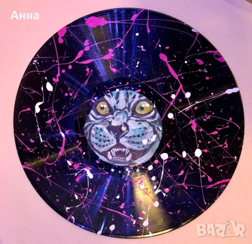 Ръчно рисувана грамофонна плоча, снимка 3 - Декорация за дома - 53685986