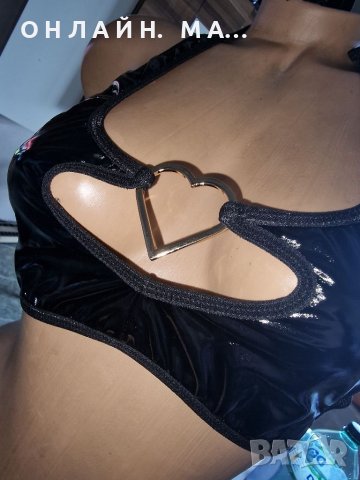 Стилен и оригинален, отворен, латекс сутиен +бикина /м.л, снимка 4 - Корсети, бюстиета, топове - 39766952