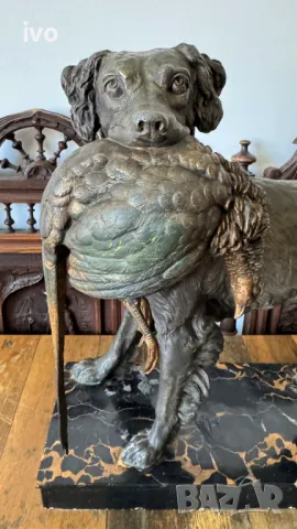 Френска статуетка на ловно куче, Jules Moigniez 1835-1894, снимка 3 - Антикварни и старинни предмети - 49820346