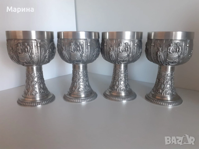 Чаши за вино от калай  150 мл., Antik*Vintage#29 Запазено, снимка 1