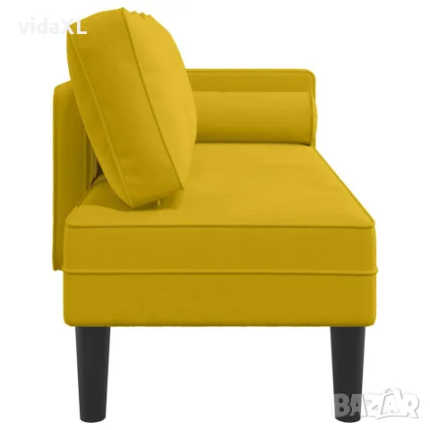 vidaXL Кушетка с възглавници, жълта, кадифе, снимка 4 - Кушетки - 56147442