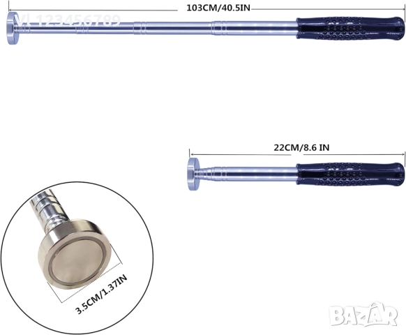 Мощен телескопичен магнит за захващане, 16 кг повдигане, снимка 4 - Други инструменти - 52336248