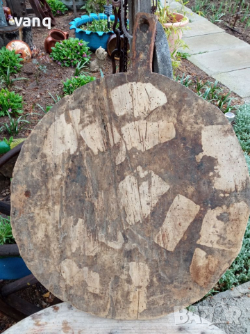 Стара дървена дъска за месене на  хляб,кръг фурнаджийска лопата, снимка 5 - Антикварни и старинни предмети - 36483132