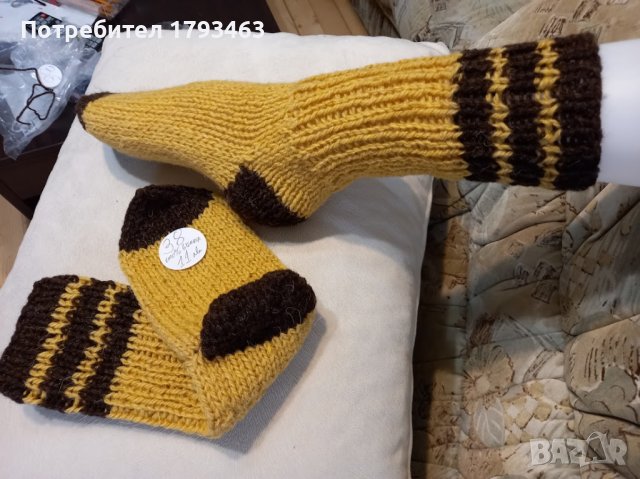 Ръчно плетени дамски чорапи от вълна( размер 38, снимка 3 - Дамски чорапи - 39648291