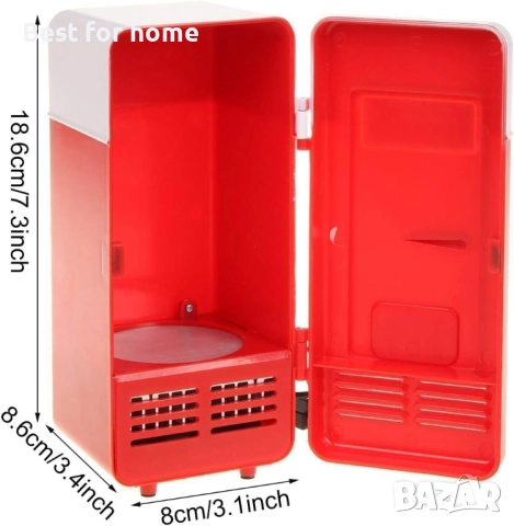 ThreeH  Мини червен USB хладилник, снимка 3 - Хладилници - 51577592