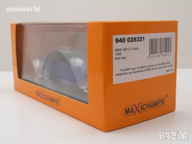 BMW 3er E46 Coupe 1999 - мащаб 1:43 на Maxichamps моделът е нов в PVC дисплей-кейс, снимка 18 - Колекции - 44475169