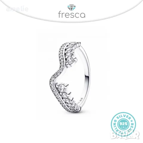 НОВО!Дамски пръстен Fresca по модел тип Пандора Pandora печат ale S 925 Uniqueness. Колекция Amélie