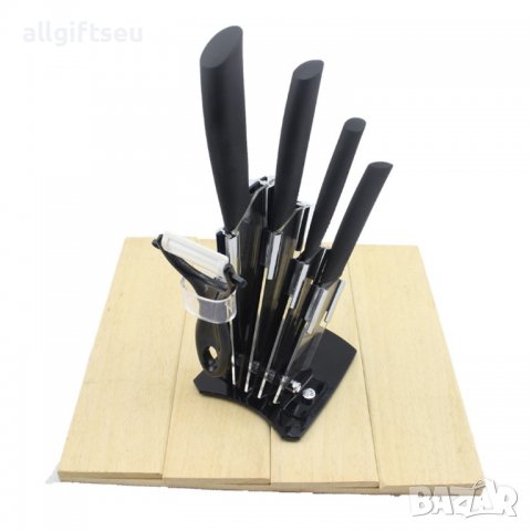 Керамични ножове 4 броя с белачка и поставка