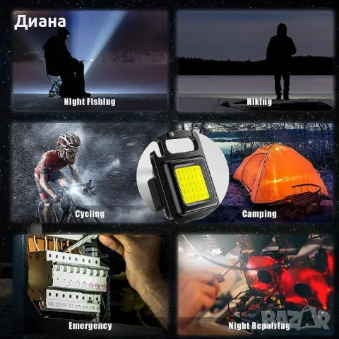 Мини LED Фенер устойчив на вода с ключодържател, три режима на осветление, 500lm светлинен интензите, снимка 1