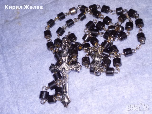 РИМОКАТОЛИЧЕСКА ОГЪРЛИЦА МОЛИТВЕНА БРОЕНИЦА ХЕМАТИТ със СРЕБРИСТИ РАЗПЯТИЕ и ДВУСТРАННА ИКОНКА 26376, снимка 10 - Колиета, медальони, синджири - 41389358