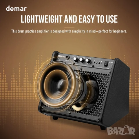 SONICAKE усилвател за електронни барабани 20W, преносим, Bluetooth, снимка 2 - Ресийвъри, усилватели, смесителни пултове - 51219615