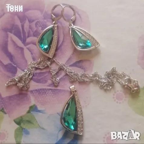 Австрийски Кристал Дамски Сребърен Сет Нов , снимка 3 - Бижутерийни комплекти - 52791159