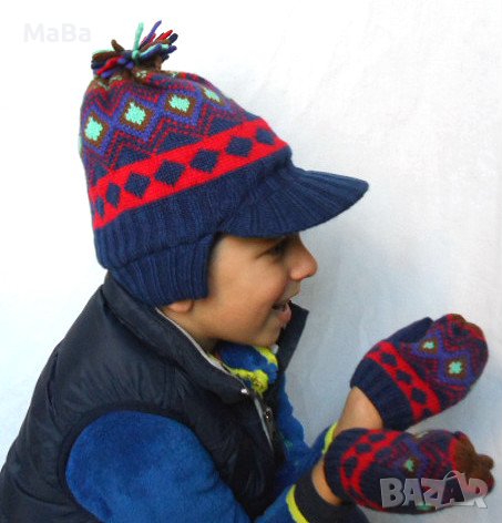 Английски топъл комплект ШАПКА/РЪКАВИЧКИ /6мес-3год./