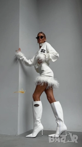 дамски комплект жилетка и пола с пух miu miu , снимка 2 - Комплекти - 51738672