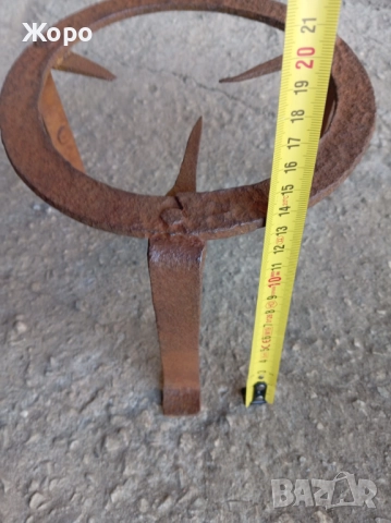 Стар кован сажек, ковано желязо, примитив пиростия за меден съд, снимка 11 - Антикварни и старинни предмети - 52432294