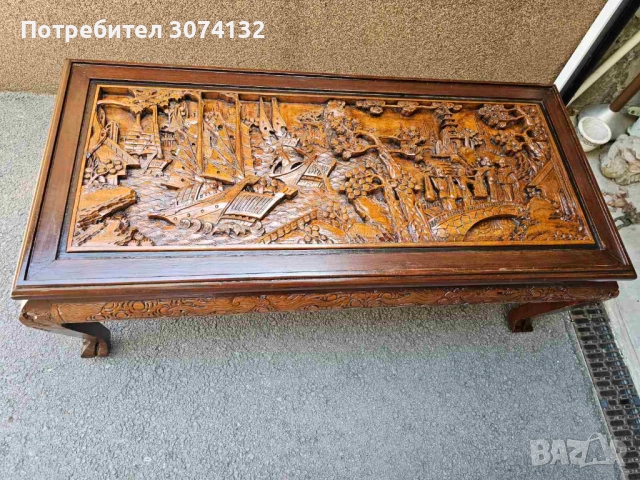 Уникална Китайска холна маса с дърворезба, снимка 4 - Маси - 51552737